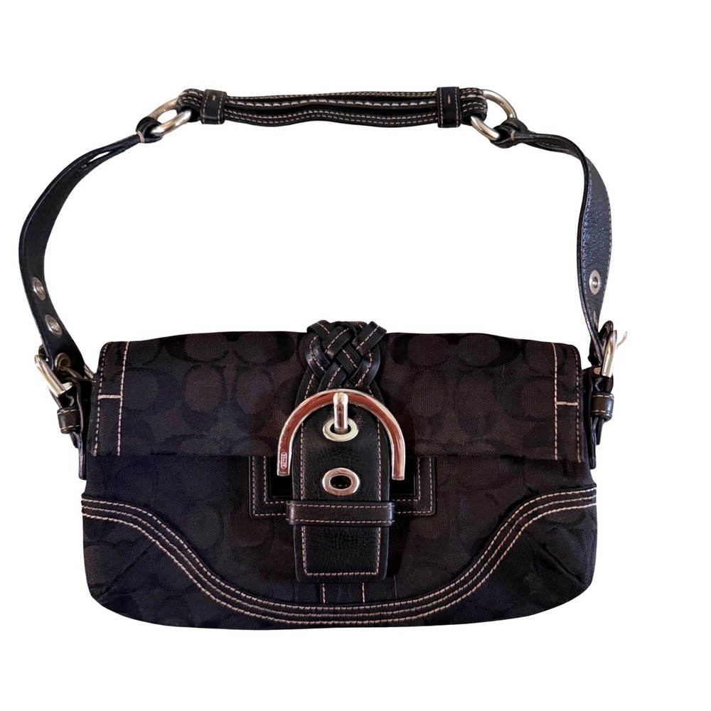 Coach Soho‎ Signature Flap Black Jacquard Braided Shoulder Bag K05Q-6280 VTG Y2K